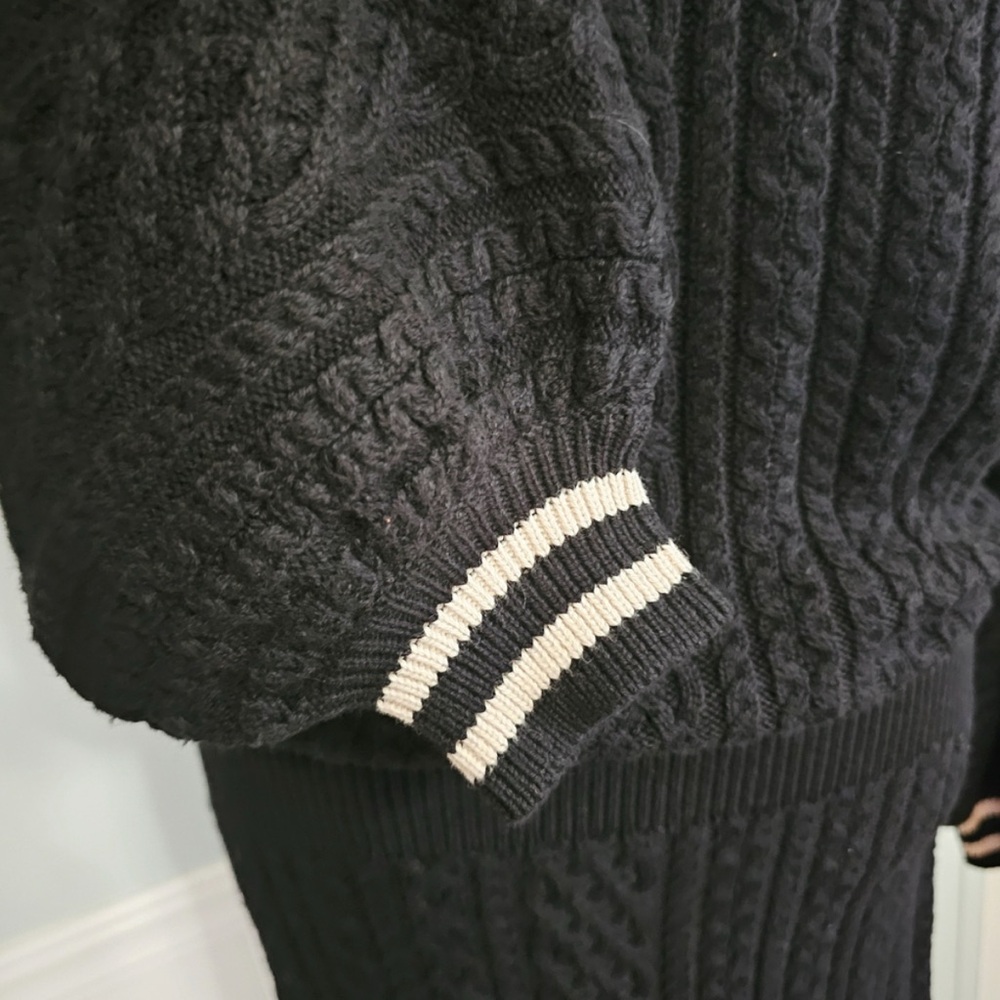 Black Cable Knit Turtleneck Dress - Picture 2 of 4